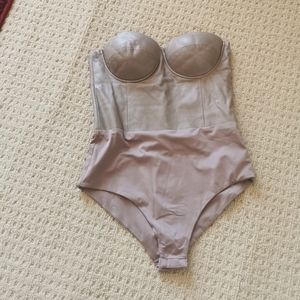 Leather bustier bodysuit